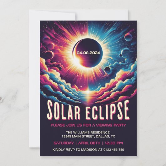 Invitation Fête d'affichage Éclipse solaire (Devant)