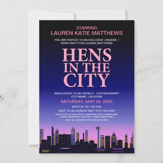Invitation Fête d'affiche de films pour poules / lingerie (Devant)