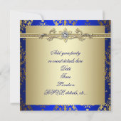 Invitation Fête damassée or et bleu (Dos)