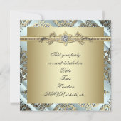 Invitation Fête damassée sarcelle noir or (Dos)