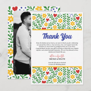 Invitation Fête d'Amour Couleurs Vives Floral Merci