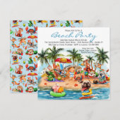 Invitation Fête d'animaux de plage (Devant / Derrière)