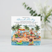 Invitation Fête d'animaux de plage (Debout devant)