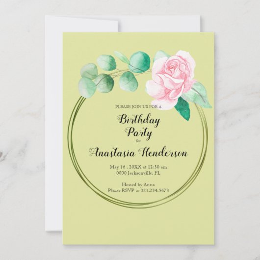 Invitation Fête d'anniversaire. (Devant)