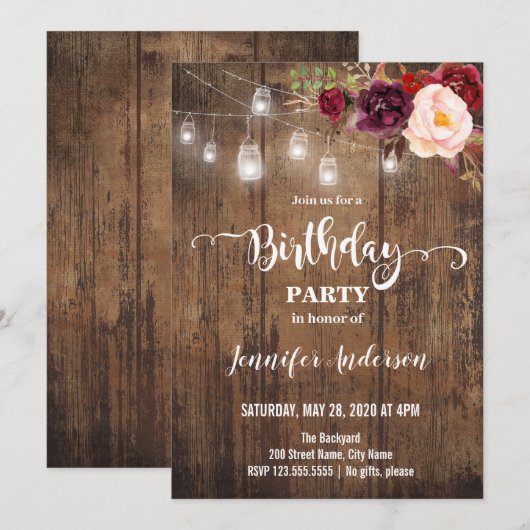 Invitation fête d'anniversaire (Devant / Derrière)