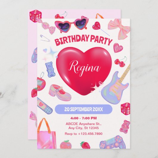 Invitation Fête d'anniversaire (Devant / Derrière)