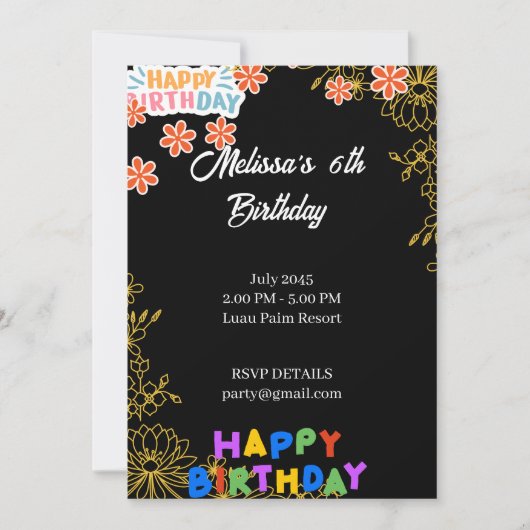 Invitation Fête d'anniversaire (Devant)