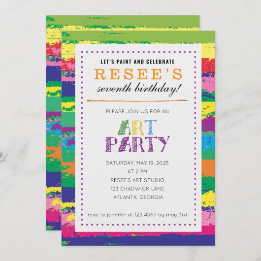 Invitation Fête d'anniversaire (Devant / Derrière)
