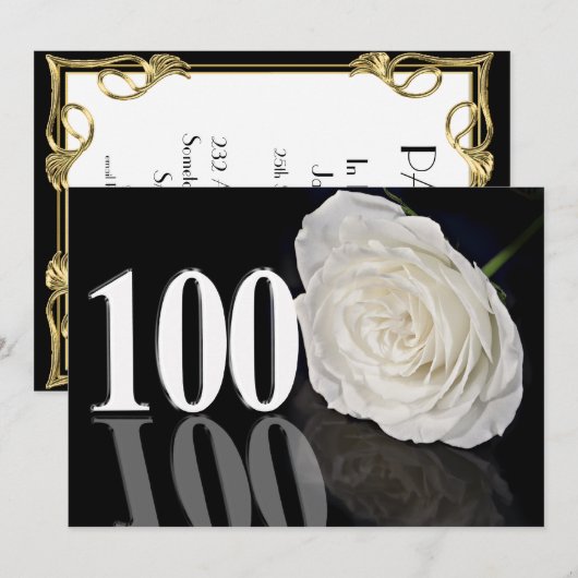 Invitation fête d'anniversaire 100 ans (Devant / Derrière)