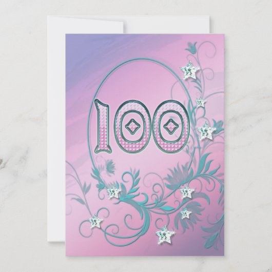 Invitation fête d'anniversaire 100 ans (Devant)