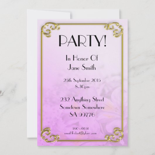 Invitation fête d'anniversaire 101 ans (Dos)