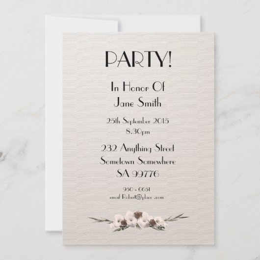 Invitation fête d'anniversaire 101 ans (Dos)