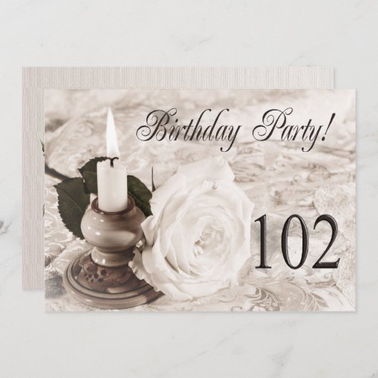 Invitation fête d'anniversaire 102 ans (Devant / Derrière)