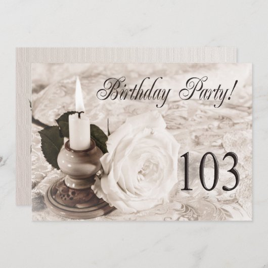 Invitation fête d'anniversaire 103 ans (Devant / Derrière)
