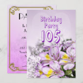 Invitation fête d'anniversaire 105 ans (Devant / Derrière)