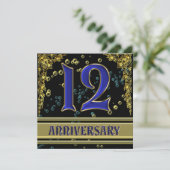 Invitation Fête d'anniversaire 12 ans Black and Gold (Debout devant)