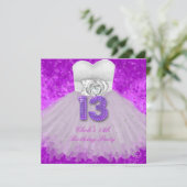 Invitation Fête d'anniversaire 13 ans Filles Violet (Debout devant)