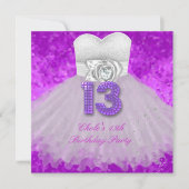 Invitation Fête d'anniversaire 13 ans Filles Violet (Devant)