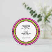 Invitation Fête d'anniversaire 13 ans néon rond kaléidoscope (Debout devant)