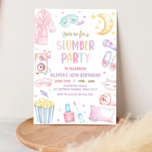 Invitation Fête d'anniversaire 13 ans Pink Spa Slumber Party