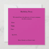 Invitation Fête d'anniversaire 13ème Ado Wild Pink Zebra Blac (Dos)