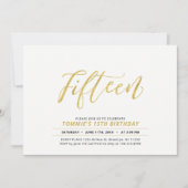 Invitation Fête d'anniversaire 15 ans avec lettrage simple mo (Devant)