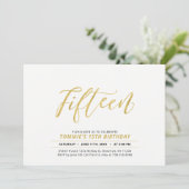 Invitation Fête d'anniversaire 15 ans avec lettrage simple mo (Debout devant)