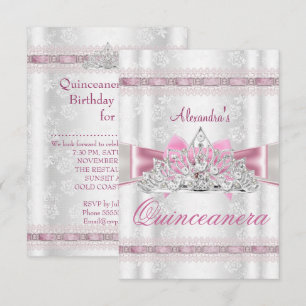 Invitation Fête d'anniversaire 15 ans Quinceanera Damassé Vin