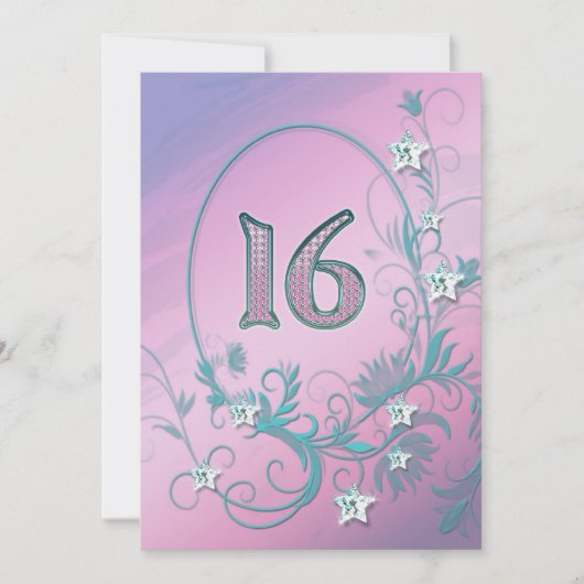 Invitation fête d'anniversaire 16 ans (Devant)