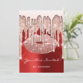 Invitation Fête d'anniversaire 16 ans Baiser Lèvres Rose Pail (Debout devant)