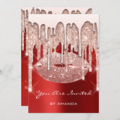 Invitation Fête d'anniversaire 16 ans Baiser Lèvres Rose Pail (Devant / Derrière)