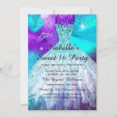 Invitation Fête d'anniversaire 16 ans Ballons sarcelle violet (Devant)