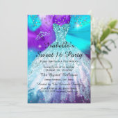 Invitation Fête d'anniversaire 16 ans Ballons sarcelle violet (Debout devant)