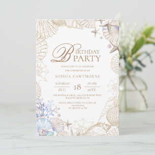 Invitation Fête d'anniversaire 16 ans Coquillage de plage