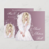 Invitation Fête d'anniversaire 16 ans de la princesse rose (Devant / Derrière)