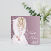 Invitation Fête d'anniversaire 16 ans de la princesse rose (Debout devant)