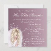 Invitation Fête d'anniversaire 16 ans de la princesse rose (Dos)