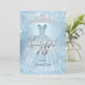 Invitation Fête d'anniversaire 16 ans douce Flocon de neige b (Debout devant)