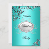 Invitation Fête d'anniversaire 16 ans douce turquoise (Devant)
