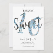 Invitation Fête d'anniversaire 16 ans Moderne Noir Bleu Or (Devant)