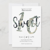 Invitation Fête d'anniversaire 16 ans Noir Gris Or Moderne (Devant)