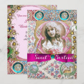 INVITATION FÊTE D'ANNIVERSAIRE 16 ANS PRINCESSE ,GEMMES FLORA (Devant / Derrière)