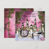 Invitation Fête d'anniversaire 16 ans Princesse Roses roses (Devant / Derrière)