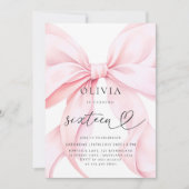 Invitation Fête d'anniversaire 16 ans Ruban Rose (Devant)