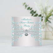 Invitation Fête d'anniversaire 16 ans Sweet Silver Diamants B (Debout devant)