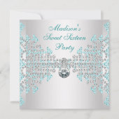 Invitation Fête d'anniversaire 16 ans Sweet Silver Diamonds B (Devant)
