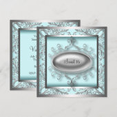 Invitation Fête d'anniversaire 16 ans Sweet Teal Blue (Devant / Derrière)
