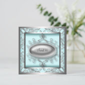 Invitation Fête d'anniversaire 16 ans Sweet Teal Blue (Debout devant)