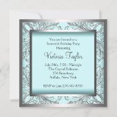 Invitation Fête d'anniversaire 16 ans Sweet Teal Blue (Dos)