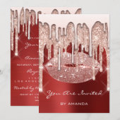 Invitation Fête d'anniversaire 16ème baiser lèvres rose paill (Devant / Derrière)